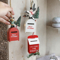 Calendrier de l'Avent en fer peint, design boîte aux lettres du Père Noël, pendentif suspendu pour la décoration de la maison, de l'arbre, de la porte ou de la fête