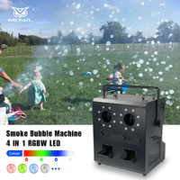 Machine à fumée, bulles et LED RGB 3-en-1 à double tête 900W avec télécommande DMX pour scène, événement, fête, spectacle, mariage