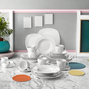 Lot de 32 pièces de vaisselle jetable en céramique de luxe moderne, bols, tasses, assiettes, pour enfants, maison, pique-nique, restaurants - Product Image 3