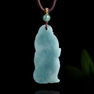 Pendentif en jadéite naturelle bleu eau de renard, bijoux unisexes pour femmes, design original, cadeau avec certificat d'évaluation DW83 - Product Image 3
