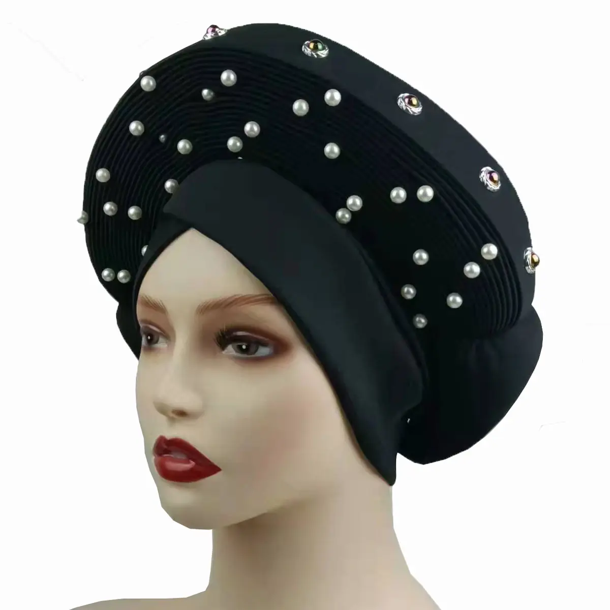 Diademas nigerianas con cuentas para mujer, pañuelo elegante para envolver la cabeza, para fiesta, africano, nuevo diseño, listo para enviar, 2021