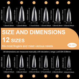 600 faux ongles à presser, couvrance totale, forme amande moyenne, carrée, finition mate, style French Ballet, couleur noire, naturels - Product Image 6
