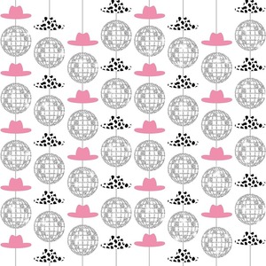Decorazioni per <span class=keywords><strong>Festa</strong></span> Cowgirl Rosa con Glitter, Ghirlanda a Sfera Disco, Decorazioni Sospese per Compleanno a Tema Western - Product Image 1