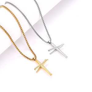 Men's Stainless Steel <b>Cross</b> Pendant Necklace Gold And Silver Hip Hop Style SP869 - Product Image 3