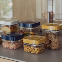 Boîte de rangement carrée en plastique hermétique sans BPA, empilable, anti-fuite, pour farine, adaptée au congélateur, export