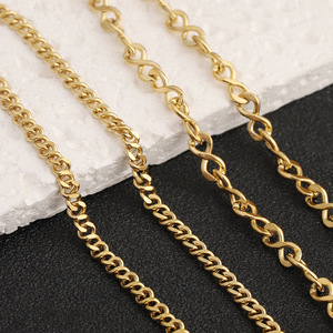 Cadena de acero inoxidable en forma de ocho de 3 mm y 4 mm, chapada en oro, con anillo en O, cadena retorcida para collar, pulsera, material para ropa. - Product Image 1