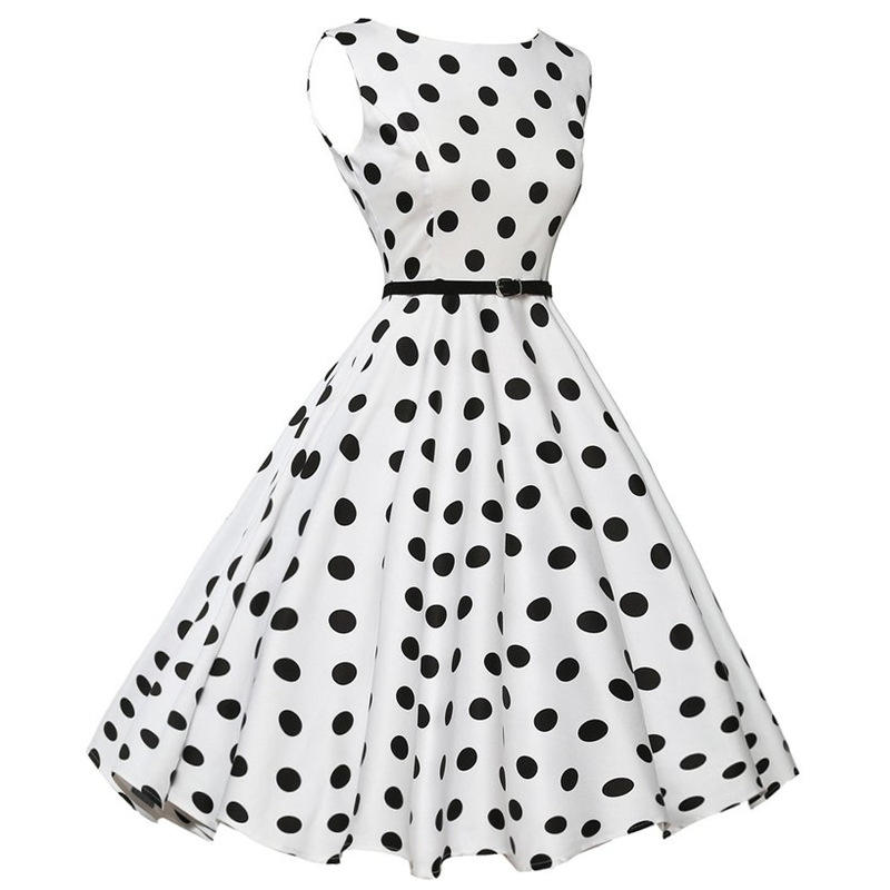 Mujeres verano 1950s Pin Up Vintage vestido sin mangas lunares