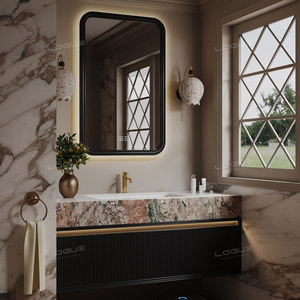 Meuble de salle de bain en chêne de style vintage français, combinaison armoire-lavabo, lavabo, <span class=keywords><strong>miroir</strong></span> intelligent moderne de luxe léger - Product Image 4