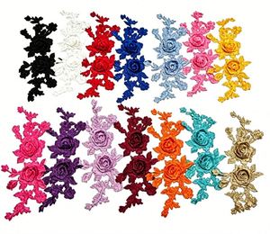 Fabricante de Venta Directa, 25 Colores Disponibles, Parches de Flores Bordados en 3D, Parches de Flores con Lentejuelas - Product Image 2