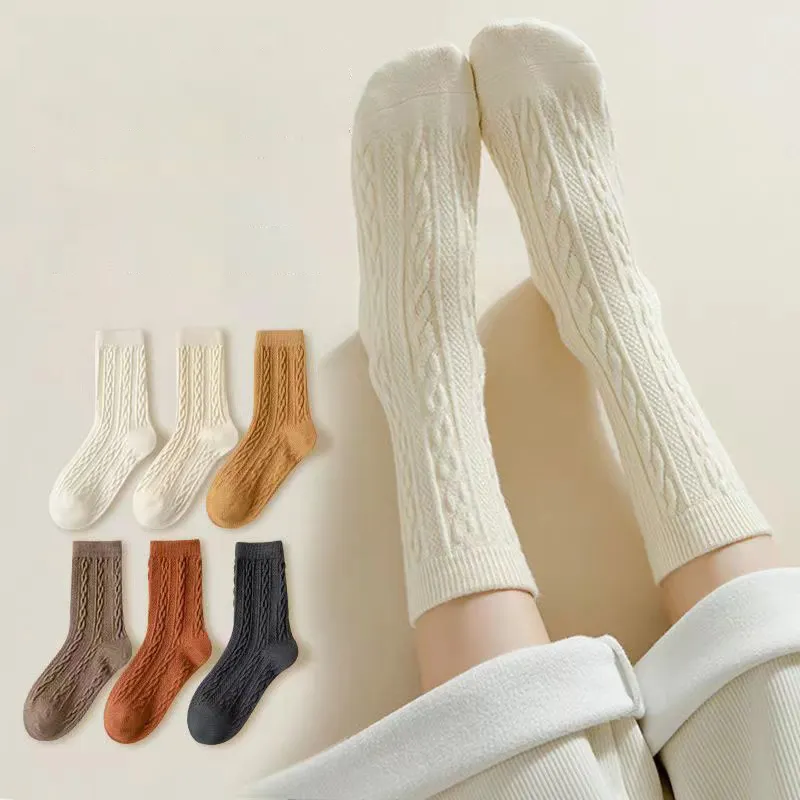 Kaus kaki Pilin setengah betis wanita lolita pelajar warna polos kualitas tinggi musim gugur dan musim dingin
