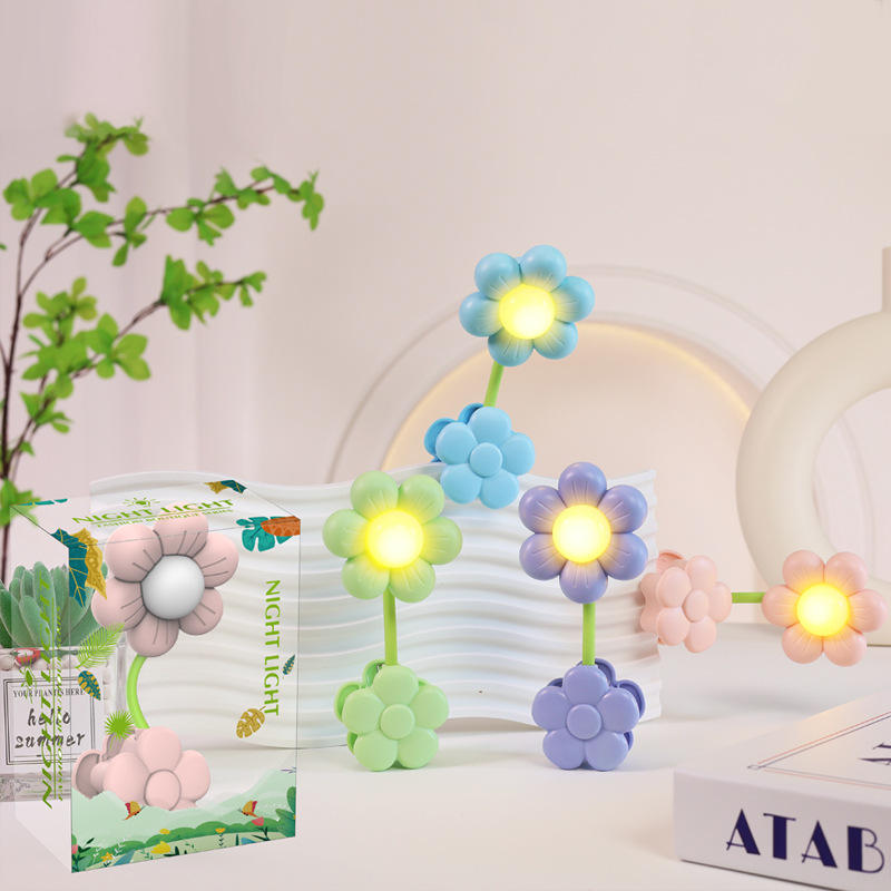 Aesthetic Flower Shape LED Clip Lamp Mini Portable Reading Light Strong ...