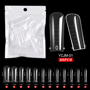 ชุดต่อเล็บเจลยูวี 60 ชิ้น แบบ Coffin Stiletto ABS ฝรั่งเศส ครอบคลุมเต็มเล็บ สำหรับตกแต่งเล็บแบบเร็ว - Product Image 2