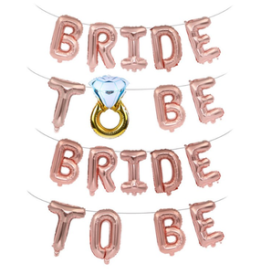 Anillo de diamantes de champán, globos de aluminio para novia, diadema, velo, faja colgante, pompones de papel, bandera para suministros de fiesta de despedida de soltera - Product Image 4