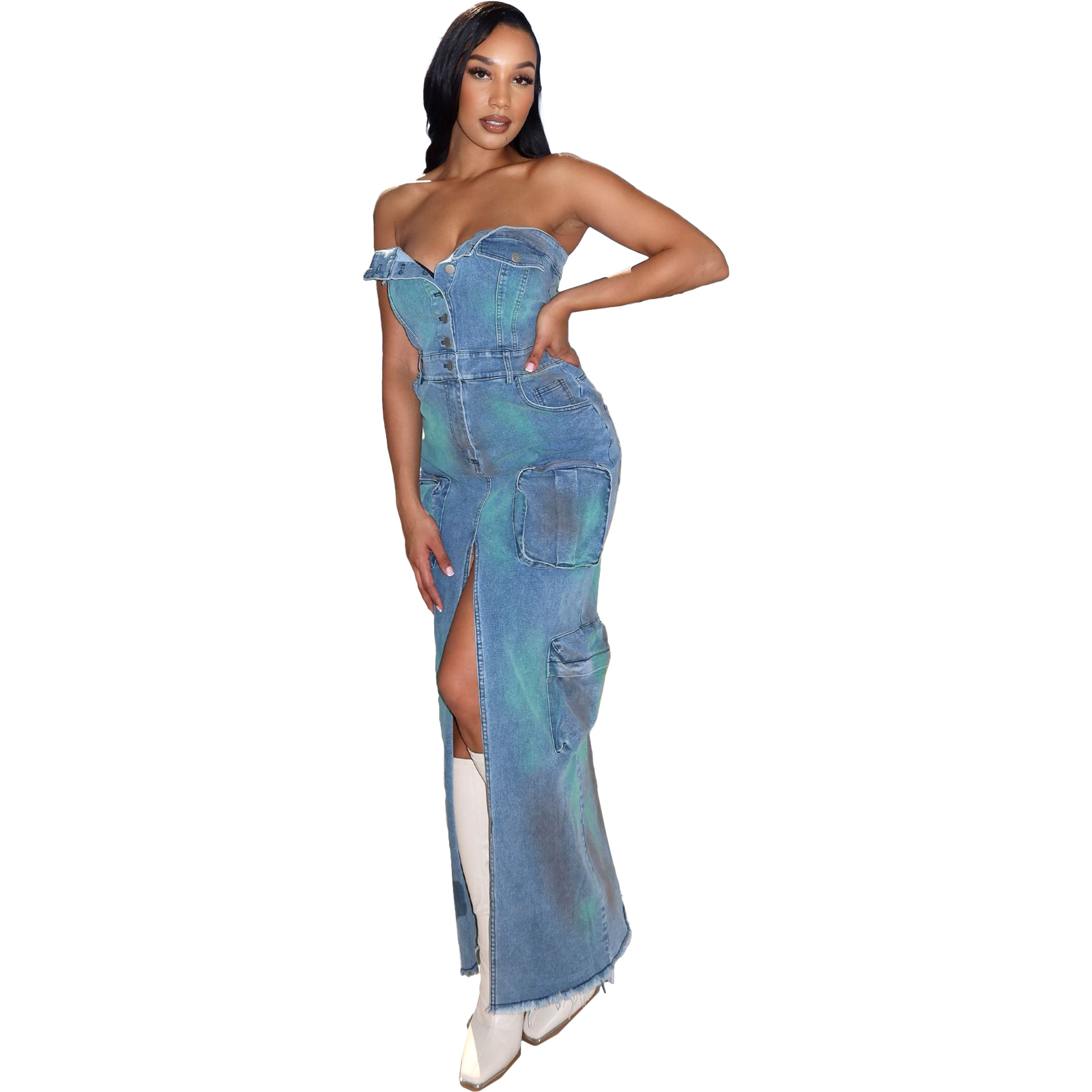100 cotton womens dresses Multicolor Floral Printed 100% Cotton Off-Shoulder Maxi Tier Dress Custom Size (Free) / Tall (5'7" and above)