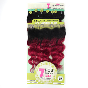 Paquetes de mezcla de cabello humano Paquetes de tejido de cabello humano sin procesar <span class=keywords><strong>2022</strong></span> Nuevo con cierre, tendencias de onda profunda de color teñido Ombre brasileño - Product Image 2
