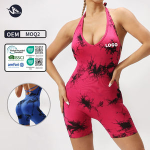 Tie Dye Print Gym Fitness Sets para mujeres Cross Back High Waist Body Control Tummy Honey Comb Mono de mujer Conjunto de yoga - Product Image 1