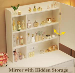 Table de toilette moderne en bois avec miroir et tiroirs, bureau de maquillage de luxe pour chambre à coucher - Product Image 3
