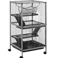 Cage à 4 niveaux de luxe moderne et robuste pour rats, cochons d'Inde, lapins, furets, 45 pouces de hauteur, cage à petits animaux en métal de luxe sur roulettes pour visons et chinchillas