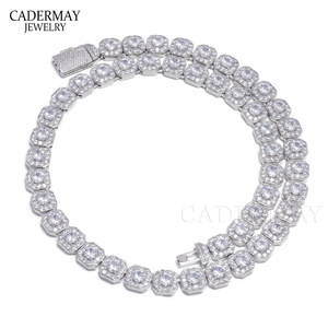Cadermay Moissanite Tennis Necklace S925 Silver 10mm Pave Setting Party Jewelry Unisex - Product Image 5
