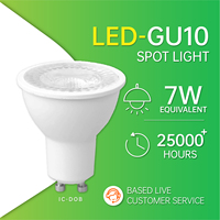 Bombilla LED GU10 de Larga Duración 25,000H, 7W, 630lm, 6000K, 38 °   Luz LED Retro IC-DOB de 165-265V para Museos y Galerías