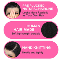 Perruque HD 13x4 sans colle en cheveux humains indiens Remy, bouclée afro crépue, douce et volumineuse, prête à porter pour femmes noires