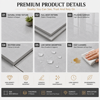 Carrelage en porcelaine poli gris marbre pleine masse 800x800mm, double face, antibactérien, pour sol et mur, vente en gros