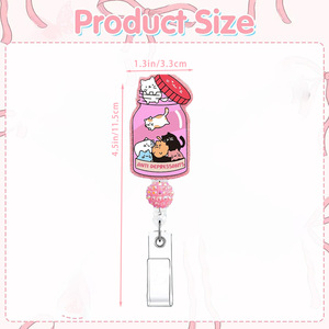 In stock, sequined pattern, fun English lettering, pink rhinestone beads, easy-open <b>buckle</b> with rotating alligator <b>clip</b>, badge - Product Image 4