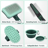 Ensemble complet d'outils de soin pour animaux de compagnie en plastique sûr, brosse de bain multifonctionnelle et tondeuse pour chats et chiens