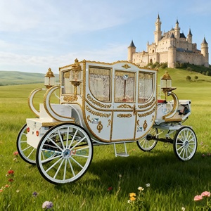Charrette Électrique Blanche Dorée, Calèche Royale Personnalisée, Transport Spécial, Calèche de Mariage et de Visite des Monuments - Product Image 5