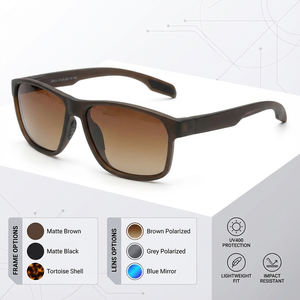 نظارات شمسية مستقطبة فاخرة للرجال والنساء بإطار TR90 مربع خفيف الوزن للغاية وتصميم عصري راقي مع شعار مخصص بالجملة - Product Image 1