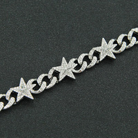 2025 cinq étoiles rappeur Hip Hop Bling cubain lien chaîne or strass collier ras du cou Bracelet en alliage de Zinc bijoux pour hommes femmes