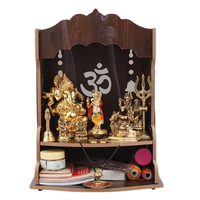Étagère de Temple Pliable à Deux Niveaux en Bois Style Art Déco, Autoportante et Personnalisable pour la Décoration de la Maison, du Bureau, du Salon et de la Cuisine