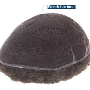 Prothèse Capillaire <span class=keywords><strong>Homme</strong></span> Bouclée Afro 6mm, Cheveux 100% Naturels, En Dentelle Française Intégrale, Pour Hommes Noirs, En Promotion - Product Image 2