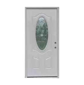 Fangda-ornamento de puerta de hierro con vidrio templado decorativo insertado para exterior, puerta de acero para casa