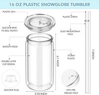 Gobelet en plastique PC coloré 16oz, double paroi, écologique, réutilisable, sans BPA, pour fêtes