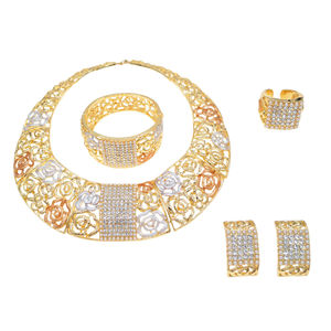 Yulaili conjuntos de joyería moda mujer fiesta <span class=keywords><strong>disfraz</strong></span> accesorios 18K chapado en oro joyería Simple collar único pendientes - Product Image 5