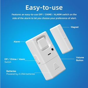 Alarme de sécurité personnelle pour fenêtres et portes <span class=keywords><strong>AGSHOME</strong></span>, lot de 4, garantie 1 an, protection DIY, alerte anti-intrusion sans fil, sonnette/alarme facile à installer - Product Image 4