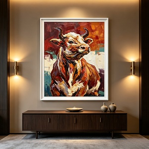 <span class=keywords><strong>Peinture</strong></span> à l'huile à texture épaisse Impasto, cadre blanc, décoration pour bureau, hôtel, café, <span class=keywords><strong>peinture</strong></span> sur toile animale inspirante - Product Image 4
