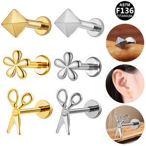 <b>Titanium</b> Mini Flower Lip <b>Stud</b> G23 Unisex Fashion Piercing Jewelry - Product Image 3