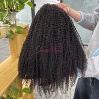 Perruques mi-tête 100 % cheveux humains vierges brésiliens bouclés crépus, vente en gros, perruque mi-tête afro bouclée avec cordon de serrage facilement ajustable