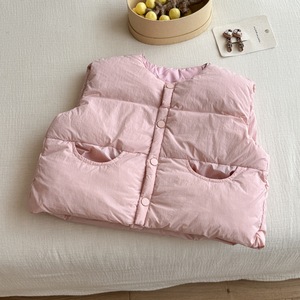 Tongxingyuan Children's Vest Pink Blue Cotton Winter Warm Loose Fit Girls Outerwear Solid Color - Product Image 3