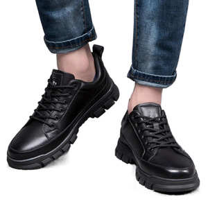 Botas de nieve de cuero de alta calidad para hombre, zapatos informales de algodón gruesos y cálidos, color negro, talla 40-45 - Product Image 1