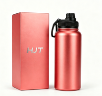 Bouteille d'eau isotherme personnalisée de 25 oz, grande capacité, en acier inoxydable 304, avec couvercle sport noir durable