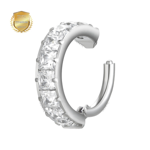 Nouveau Giometal Anneau segmenté articulé en titane ASTM F136 entièrement serti de pierres, pour <span class=keywords><strong>piercing</strong></span> hélix, cartilage, <span class=keywords><strong>tragus</strong></span>, bijoux de corps - Product Image 1