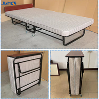 Vente chaude bas prix économie portable usine personnalisé invité lit supplémentaire en métal hôtel simple lit d'appoint pliable avec porte lit d'invité