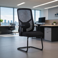 Chaise de bureau ergonomique moderne en maille avec base robuste et structure à pieds en arc pour bureau à domicile, atelier, personnalisable
