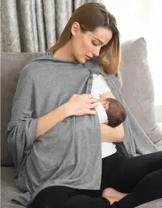 New Arrival Autumn Winter Bamboo Wool Blend Maternity Shawl Solid Nursing Breastfeeding Covers