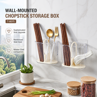 Boîte de rangement réglable pour baguettes de cuisine, support mural en plastique de qualité alimentaire avec drainage pour ustensiles de table
