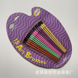Procesamiento de chuangyi de buena calidad, varilla de plástico de color personalizado, 12 tarjetas de succión, juego de pinceles de cabeza grande, pincel de arte, compañero de <span class=keywords><strong>pintura</strong></span> para niños - Product Image 2