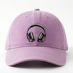 หมวกเบสบอลปักลายพร้อมหูฟัง หมวกเบสบอล 6 แผง  ตกแต่งด้วยหัวเข็มขัดโลหะปรับได้  สำหรับทุกเพศ  วัสดุผ้าฝ้ายเนื้อนุ่ม - Product Image 1